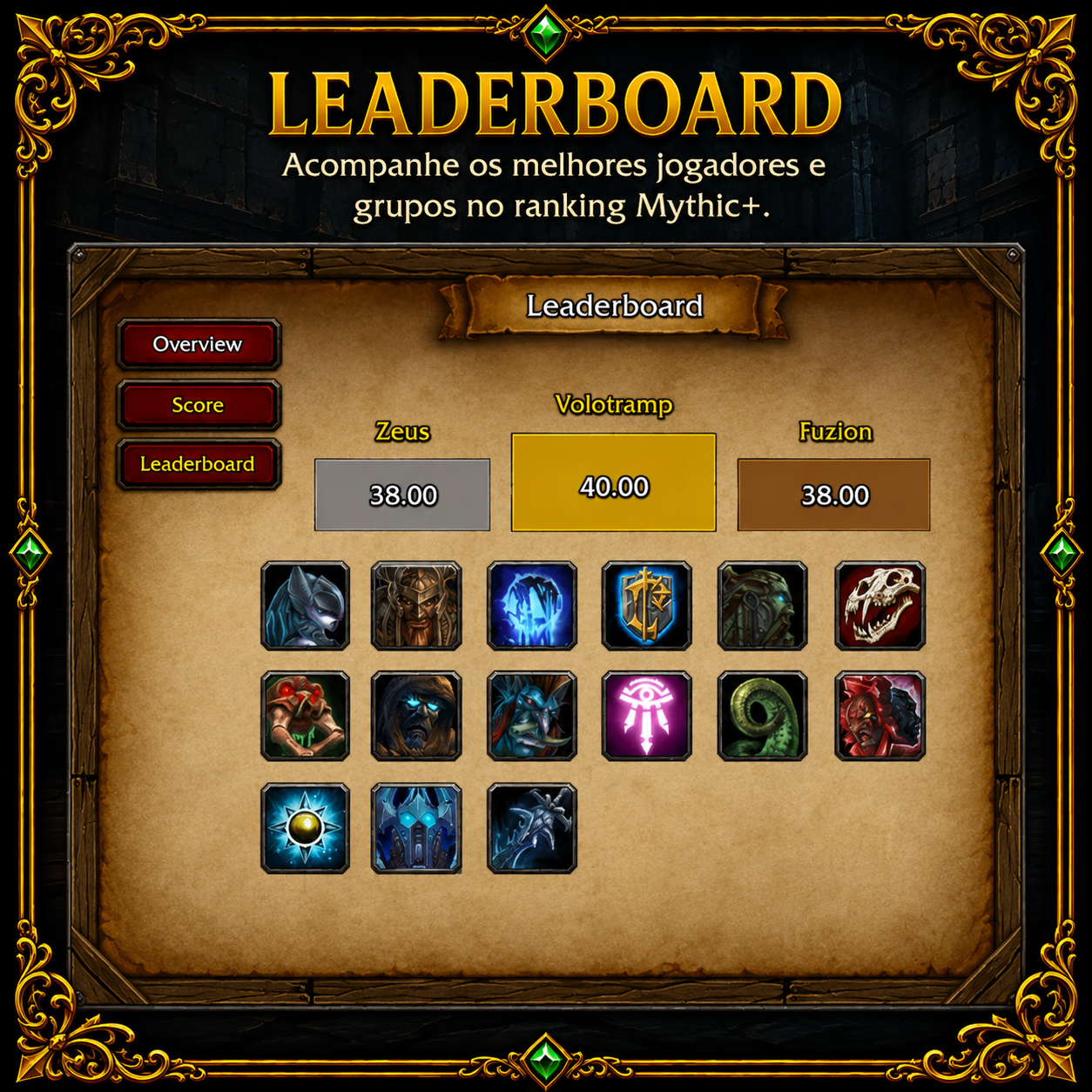 Leaderboard global do sistema Mythic Plus