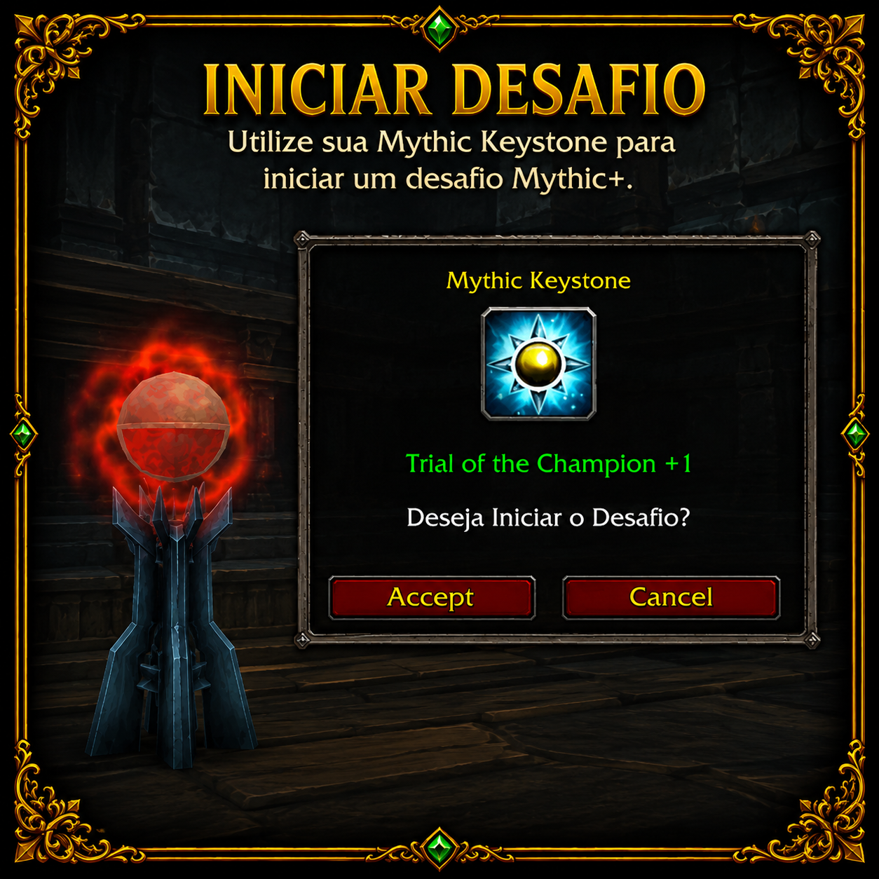 Popup de confirmacao para iniciar uma Keystone